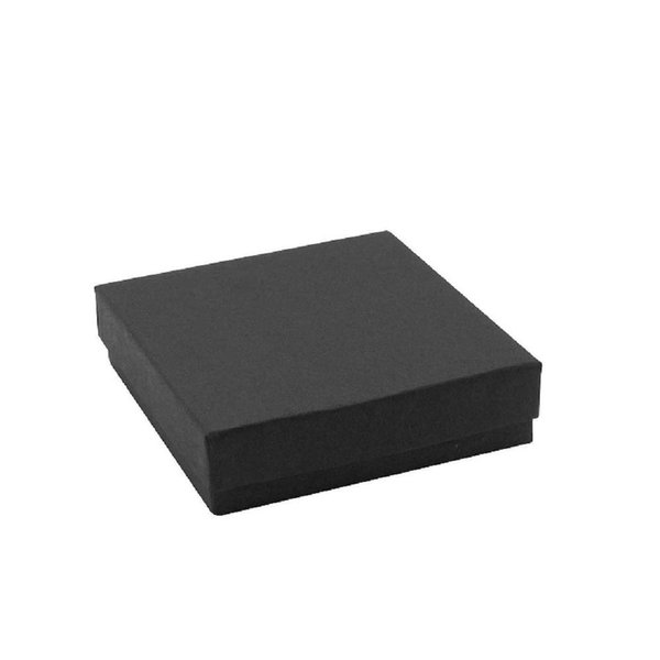 12 Pack Cotton Filled Black Matte Paper Cardboard Jewelry Gift and Retail Boxes for Valentine's Day 3 X 3 X 1 Inch Size by R J Displays
