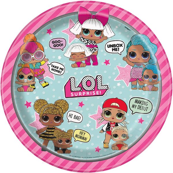 Unique LOL Surprise Party Plates, 8 Ct., Multicolor, 9" (79115)
