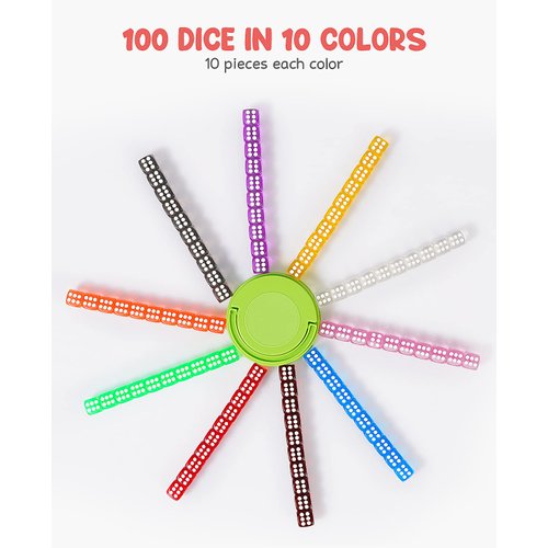 JoyCat 16mm 6 Sided Dice Set Standard Game Dice Kids for Board Games Dice Games Math Dice for Classroom with Storage Bucket (100, Translucent)