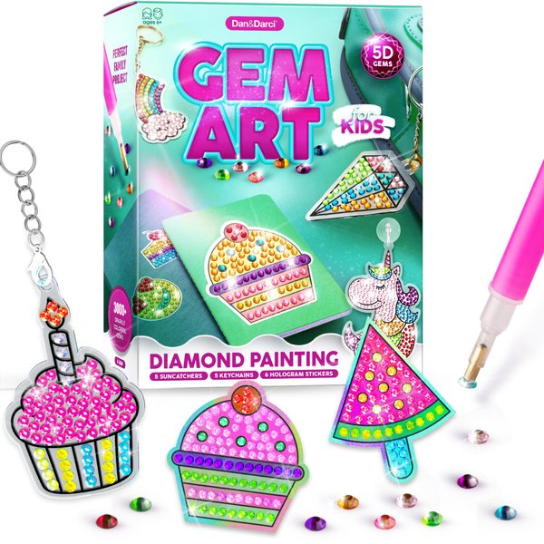 Dan&Darci Diamond Art Kit for Kids - Gem Painting Arts & Crafts Kits for Ages 6-12, Gifts for 6, 7, 8, 9, 10, 11, 12 Year Old Boy & Girl - Girls Birthday Toys Gift Ideas - Craft Activities Age 6+