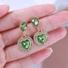 Sttiafay Vintage Emerald Heart Earrings Emerald Cz Teardrop Earrings Rhinestone Heart Drop Earrings Green Gemstone Stud Earrings Jewelry for Women and Girls(Green)