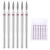 YUXIANLB 6pcs Cuticle Drill Bit, Diamond Nail Drill Bits Set with Case, Professional Manicure Tools 3/32" Flame Cuticle Clean Nail Carbide Bits for Home Salon