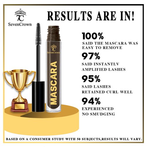 7C SEVENCROWN Brown Mascara Curling & Length Waterproof Mascara Set | Vegan & Cruelty-Free | Holiday Gift for Beauty Lovers