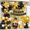 112pcs 30th Birthday Decorations for Him, 30th Birthday Decorations with Number 30 Foil Balloon Fringe Curtains White Black and Gold 30th birthday Balloons for Happy 30th Birthday Decorations