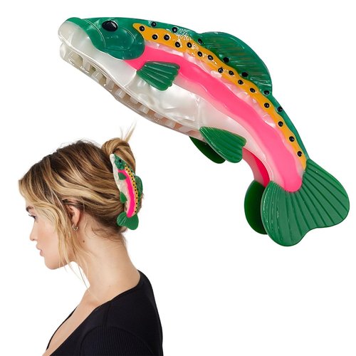 Salmon Hair Claw Clip Acetate Hair Claw Fish Hair Claw Clip Unique Fashion Acetate Hair Catch Barrette Non Slip Strong Hold Jaw Clamp Ocean Animal Fashion Barrette Big Claw Clips for Women Girl