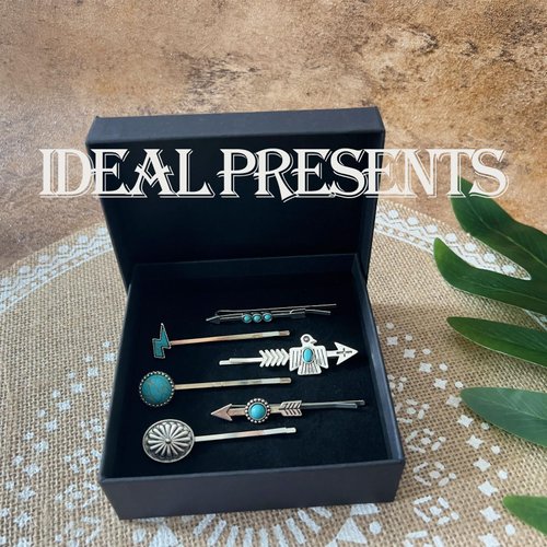 KOVOLITU Women's Western Turquoise Hair Clips Set of 6 Decorative Bobby Pins Boho Hair Barrettes-Flash