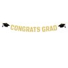 Gexolenu Gold Class of 2024 Graduation Theme Party Decoration Banner, Congrats Grad Banner, Black Glitter Graduation Banner, 2024 Black Congratulations Grad Party Decorations