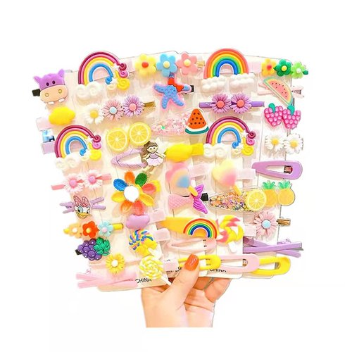 Hairpin Candy-colored kid's hair accessories,kids hair clips, Kids Clips Styling,Pin,Flower Rainbow Candy Fruits Butterfly Cute 52 pieces