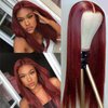 HD Lace Front Wigs Human Hair 24Inch 99j Burgundy Wig Human Hair 13x4 HD Straight Lace Frontal Wigs Human Hair 180% Density Wine Red Wig Human Hair Glueless Wigs Human Hair Pre Plucked(#99J,24Inch)