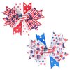2PCS Independence Day Hair Bows Clips Patriotic Star Hairpin with Heart Grosgrain Ribbon Bowknot Boutique Alligator Hair Clips 4th of July Headwear Accessories for Kids Girls Women(Style A)