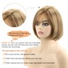 TISHINING Short Blonde Bob Wigs for White Women Blonde Highlight Pixie Bob Wig with Bangs Layered Straight Bob Synthetic Hair Replacement Wigs for Daily Party Use