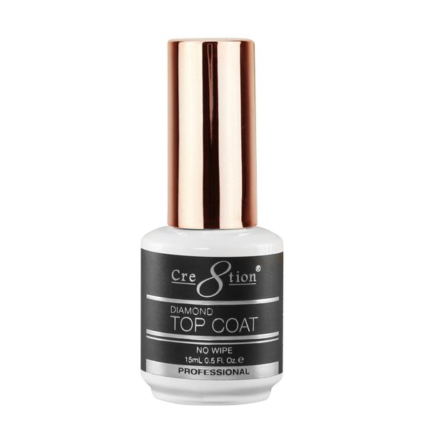 TREASURE4NAILS CORP Cre8tion Diamond Soak Off Gel No Wipe Top Coat - Shine Finish and Long Lasting, Soak Off Nail Lamp Gel, 15ml - Clear, 0.5 fl oz