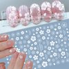 8Sheets Flower Nail Stickers,White Cherry Blossoms Nail Decals Self-Adhesive Leaves Flowers Nail Design with Design Spring Summer Floral Nail Art Stickers for Women Girls DIY Nail Art Decorations