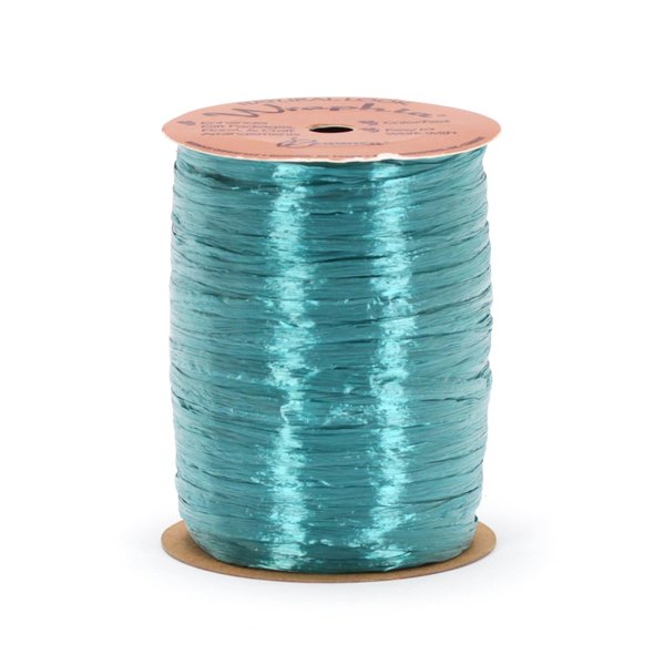 Berwick Offray Pearlized Teal Blue Raffia Ribbon, 1/4'' Wide, 100 Yards