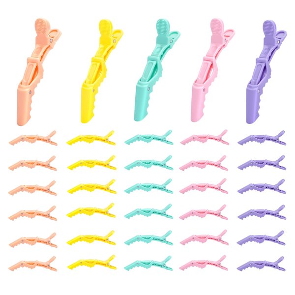 30 Pcs Alligator Hair Clip for Styling Sectioning - Salon Hair Clip for Thick Hair, Plastic Hair Styling Clip with Wide Teeth & Double-Hinged Design (Colorful)
