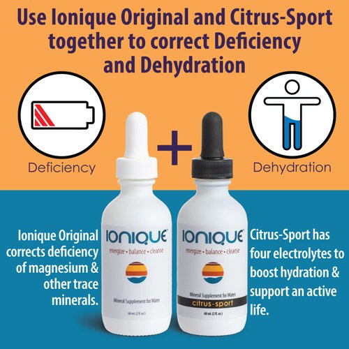 Ionique Mineral Supplement for Water - Make Ultra-Premium Mineral Water - Magnesium, Trace Mineral & Electrolyte Hydration System, Mineralize Filtered and RO Water, Two 2 oz Bottles of Liquid Drops