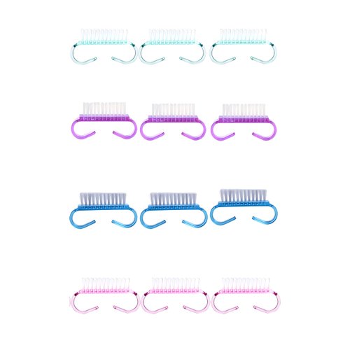 12-Pack Handle Grip Nail Brush(assorted color), Fingernail Scrub Cleaning Brushes for Toes and Nails Cleaner, Pedicure Brushes for Men and Women