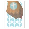 Cross with Outline Christian Temporary Tattoo Water Resistant Fake Body Art Set Collection - 54 1" Tattoos (1 Sheet)
