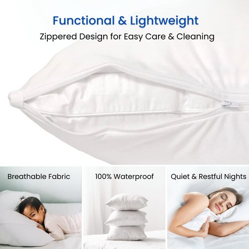 Guardmax Pillow Protector with Zipper Standard Size - (4 Pack) - Waterproof and Bed Bug Proof Pillow Covers - Pillow Cases Protect Against Allergens, Dust Mites, Bed Bugs, and Liquid Spills.(20 X 26)