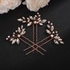 Teyglen 3pcs Crystal Bride Wedding Hair Pins Bridal Rhinestone Hair Pins Set Handmade Blue Black Red Crystal Hair Pieces Wedding Hair Accessories for Bride Women Girls (Rose Gold)