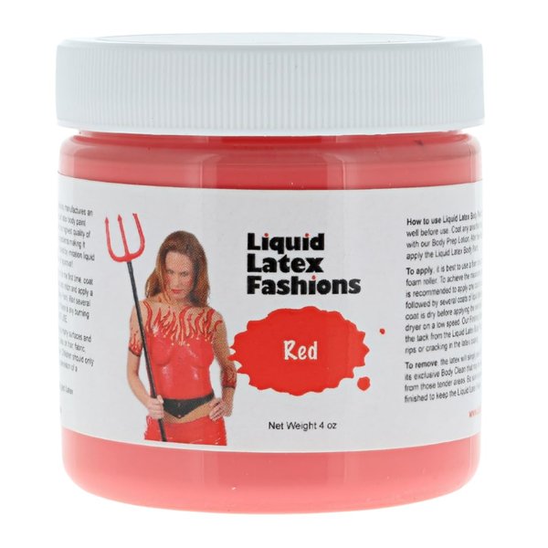 Red 4 Oz - Liquid Latex Body Paint, Ammonia Free No Odor, Easy On and Off, Cosplay Makeup, Creates Professional Monster, Zombie Arts, Devil Make Up, Vampire