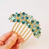 Sankuwen Women Rhinestone Inlaid Flower Hair Comb Hairpin Barrette Accessory,Also Perfect Mother's Day Gifts for Mom (Blue)