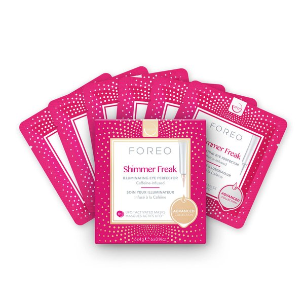 FOREO Shimmer Freak UFO-Activated Facial Mask - Eye Contour Illuminating - Rose Water - Niacinamide - All Skin Types - Wrinkles - Puffiness - 6 pcs in Pack