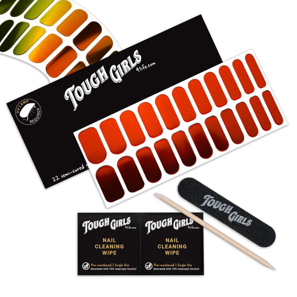 TOUGH GIRLS | 22 Premium Semi-Cured Gel Nail Polish Strips w/Application Accessories (Metallic Chameleon)