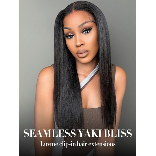 LUVME Yaki Straight Clip in Hair Extensions Real Human Hair For Women 100% Unprocessed Brazilian Virgin Hair clip ins Natural Black Hair Extensions 135g 9pcs 16 Inch