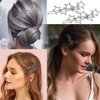 HINZIC 6Pcs Silver Hollow Star Hair Clips, Vintage Cluster Star Hairpin Metal Geometric Non Slip Barrettes for Bridal Women Girls Wedding Prom Birthday Valentines Hair Accessories
