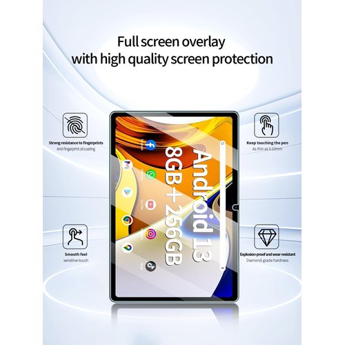 UYRUREL Screen Protector for SGIN T12S Tablet 12 inch Android Tablets, Anti-Scratch 9H Hardness Touch Sensitive 2.5D Rounded Edges Bubble Free Easy to Install,2 Pack.