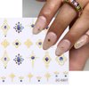 4 Sheets 5D Crystal Soft Glue Embossed Sun Star Nail Stickers for Nail Art with Rhinestones - Colorful Irregular Geometric Flower Butterfly Nail Art Stickers Decals Designs for Women Girls Acrylic