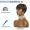 Short Curly Wigs for Black Women Pixie Cut Wig for Womens Short Hair Black Wig with Bangs Natural Wavy Synthetic Wigs for Black Women (Pixie Black mixed brown)
