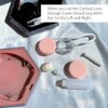 ofone Contact Lens Case, Hexagon Sparkles Contact Lenses Cases with Mirror Remover Tool Tweezers Solution Bottle Portable Contacts Storage Container for Women (Pink)
