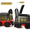 JOYLDIAS Ride On Train with 16pcs Curved Tracks and Carriage, 6V Electric Ride On Toy Train for Kids with Lights, Horns, Storage, Retractable Foot Pedals for Toddlers Under 39 inch, Black