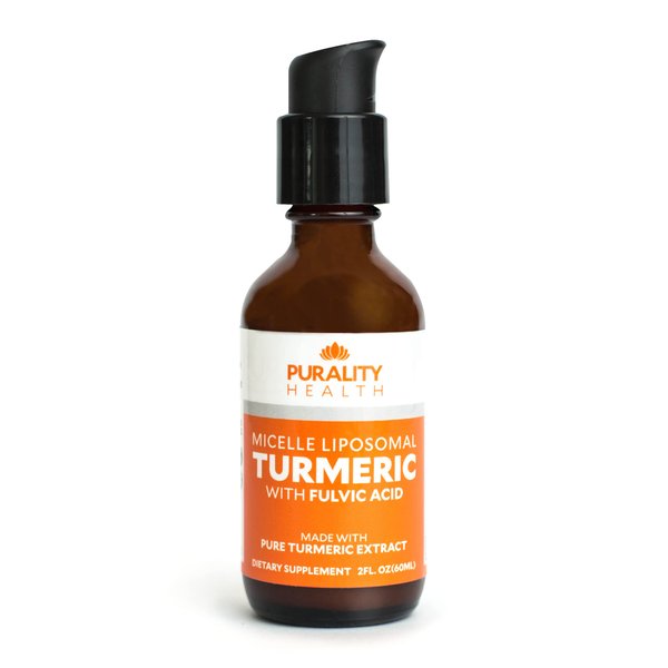 PURALITY HEALTH Liquid Turmeric Supplement, w/Fulvic Acid, Support Joint Health, Micelle Liposomal Enhanced Absorption, Non-GMO, Month Supply