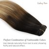 Clip in Hair Extensions, 20 inch Dark Brown to Chestnut Brown and Dirty Blonde Highlighted Hair Extensions Clip in Human Hair Lashey Hair Extensions Real Human Hair 120g 7pcs