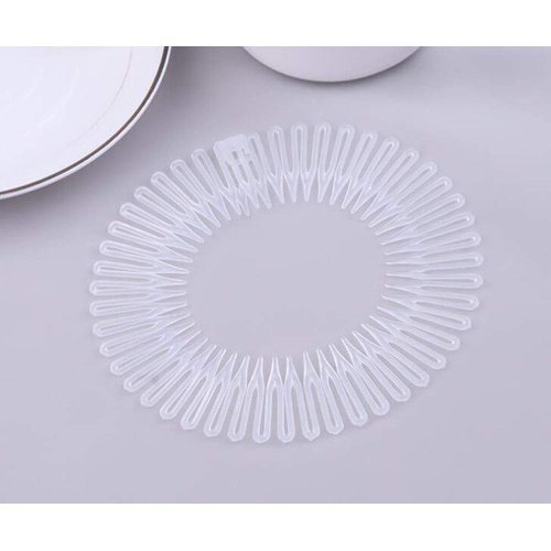 Fodattm 6PCS Women Lady Stretch Flexible Plastic Full Circle Hair Comb Headband Hair Hoop Hair Clip Spring Head Band with Deep Teeth (Clear)