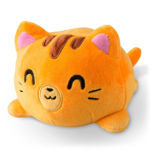 TeeTurtle - The Original Reversible Cat Plushie - Orange Tabby - Cute Sensory Fidget Stuffed Animals That Show Your Mood