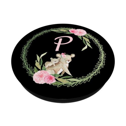 Cell Phone Pop Out Holder,Cute Koala Bear Flower Letter P PopSockets Grip and Stand for Phones and Tablets