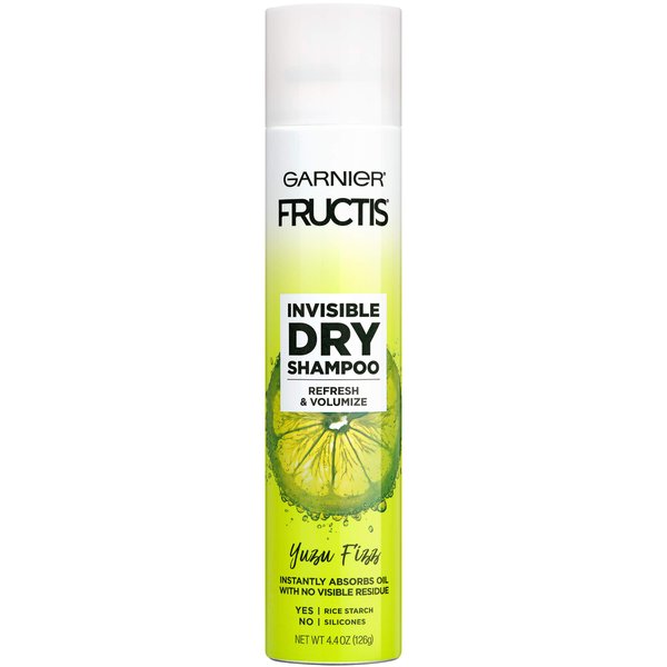Garnier Invisible Dry Shampoo with no Visible Residue powered by Rice Starch to Instantly Absorb Oil, Refresh and Volumize, Silicone Free, Yuzu Fizz by Fructis, 4.4 oz.