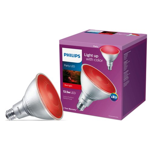 Philips Non-Dimmable 13.5W Red 40° PAR38 LED Bulb, Outdoor and Enclosed Fixture Rated