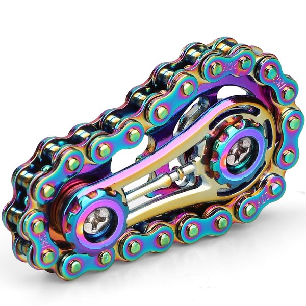 Cool Sprockets Hand Roller Fidget Chain Toys, Metal Fidget Spinner, Sensory Bike Chain Gears, EDC Novelty Anti Anxiety Hand Finger Spinner Kinetic Desk Office Birthday Gift for Boys Men Boyfriend