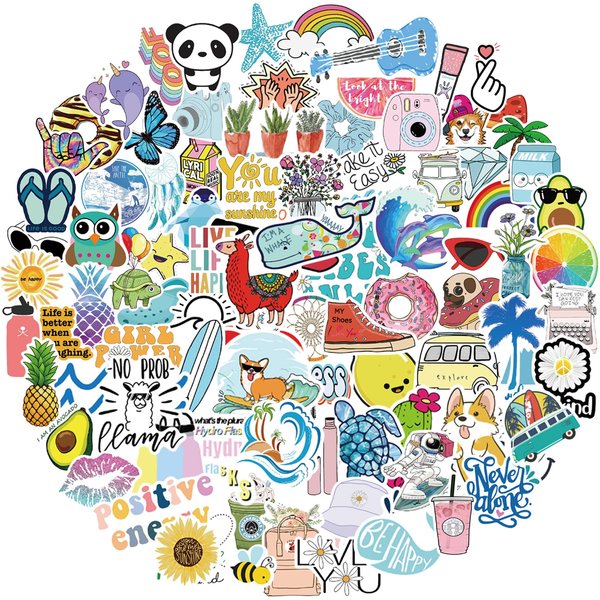 Bekayshad Stickers for Water Bottles, 100 PCS Stickers for Kids Teens Girls Students Classroom Teacher Prizes for Kids Cute Vinyl Waterproof Laptop Stickers for School