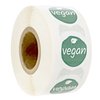 Sage Vegan Stickers / 500 White Gloss Circle Food Labels/Small 1" Unique Leaf Label Design with Modern Aesthetic/Made in The USA