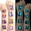 Yobbai Luminous Tattoos For Kids, Animal Tattoos Stickers with Dogs, Cats, Pandas, Foxes, Waterproof Glow In The Dark Tattoos for Kids Party Supplies
