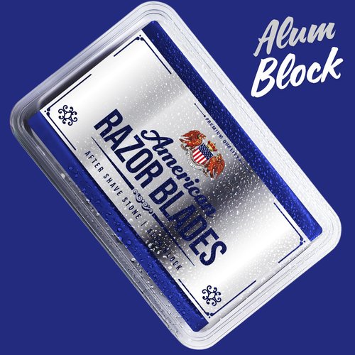 American Razor Blades Alum Block Aftershave Solution for Shaving Razor Burn Relief in Plastic Case 3.53 oz. 100gr.