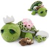 MaoGoLan Turtle Stuffed Animal 14in with Babies Inside -3 Baby Stuffed Turtles & 2 Turtle Eggs in Zip, Sea Turtle Soft Plush for Kids Boys Girls, Tortoise Gift for Birthday Christmas Baby Shower