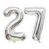 XLOOD Number 27 Balloons 32 inch Digital Balloon Alphabet 27 Birthday Balloons Digit 27 Helium Balloons Big Balloons for Birthday Party Supplies Wedding Bachelorette Bridal Shower, Silver Number 27th