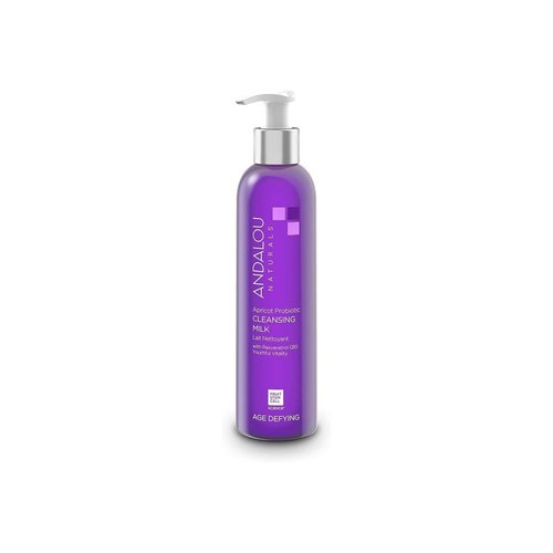 Andalou Naturals Probiotic Cleansing Milk, Apricot Facial Cleanser for Dry, Dehydrated Skin, Gentle Makeup Remover, Hydrating Anti Aging Face Wash, Cruelty Free, 6 Fl Oz